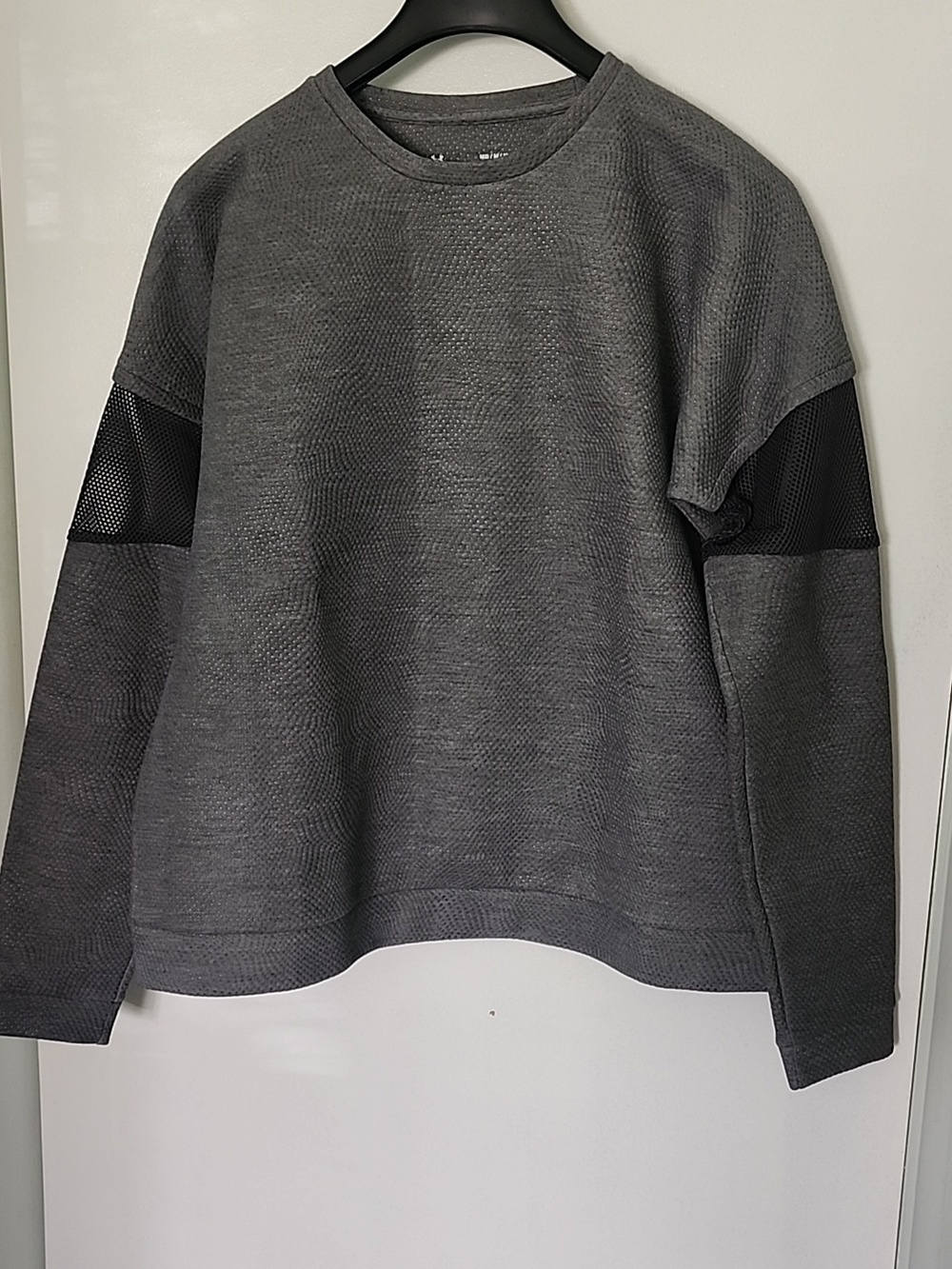 Under Armour Crewneck Sweater in Dark Gray with Black Mesh Panels